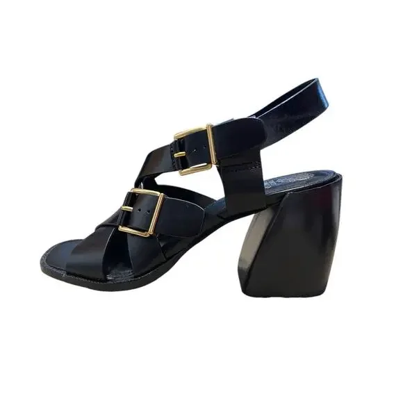 Vince Camuto Size 7 NEW Penina Black Leather Strappy Heeled Sandals New in Box - Picture 6 of 9